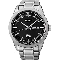 Seiko Solar Mens Analog Solar Watch with Stainless Steel Bracelet SNE363P1