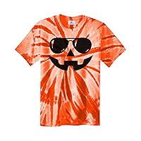 Threadrock Pumpkin Face with Black Sunglasses Unisex Tie Dye T-Shirt