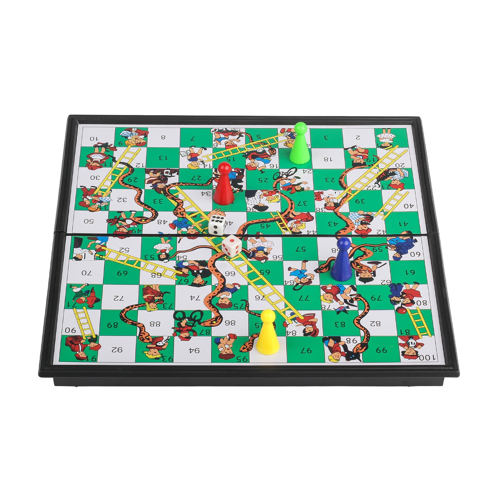 Snakes and Ladders Board Game,Magnetic Folding Travel Board Game, 9.75 Inch Portable Game Set