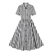 Women's Elegant Retro Rockabilly Vintage Swing Dress 1950s Style Plaid Halter Neck Sleeveless Backless Tunic