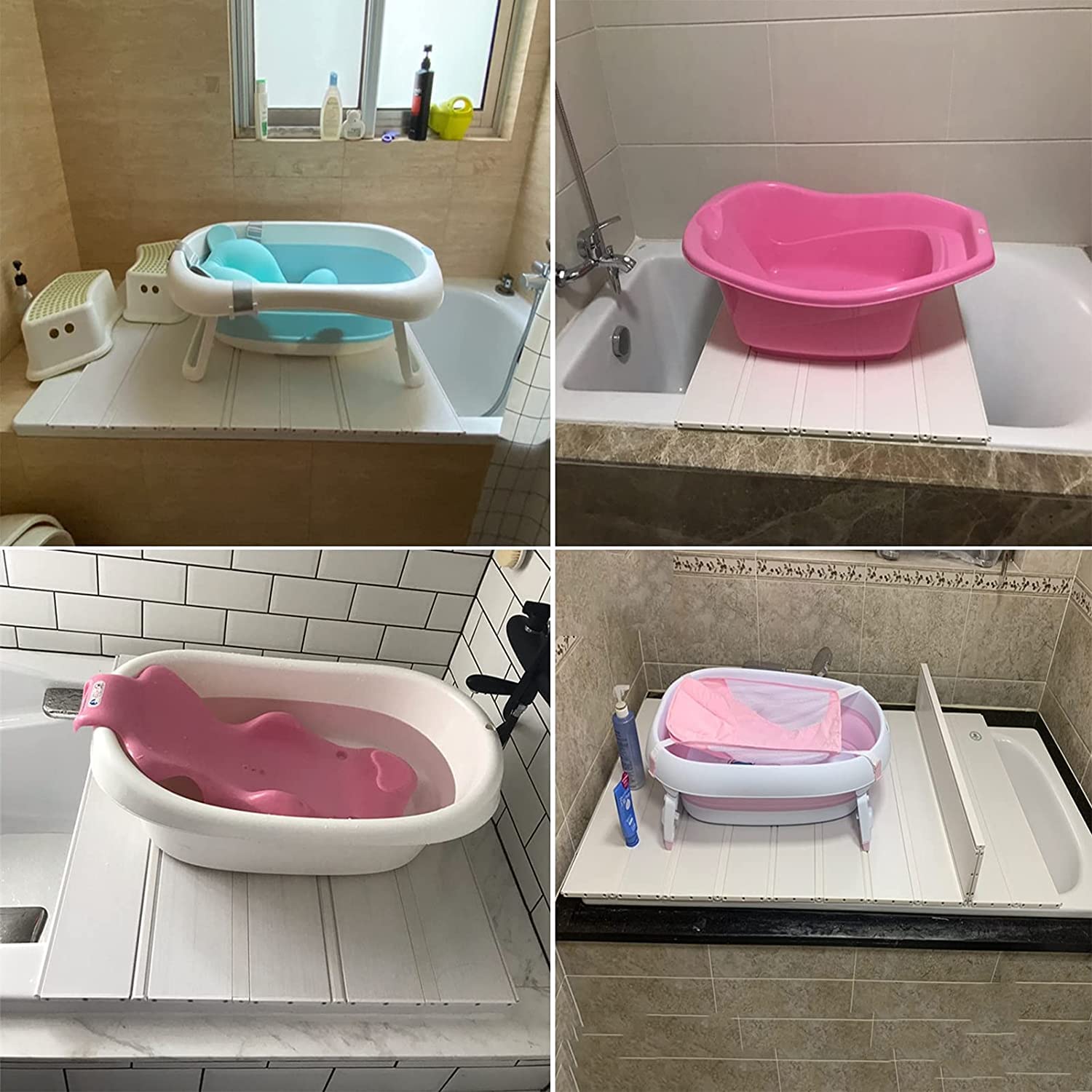 Bathtub Lid White Bath Lid Dust Board Bathtub Tray Folding Thicker PVC Stand Convenient Storage (Color : White, Size : 120x80x1.2cm)