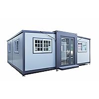 Outdoor Storage Shed Tiny House Mobile Expandable Plastic Prefab House, Modern Sturdy Steel Storage House with Lockable Door and Window(19 x 20FT)