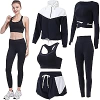 Inmarces Workout Sets for Women 5 PCS Yoga Outfits Activewear Tracksuit Sets