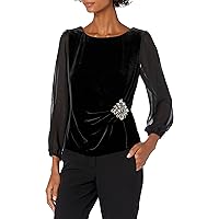 Alex Evenings Women's Blouse with Embellished Ruched Waist