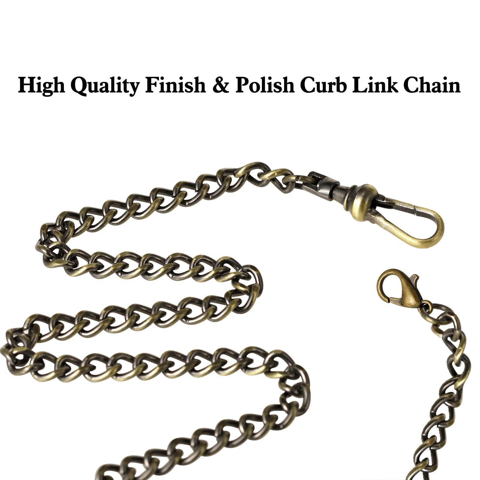 ZTA Albert Chain Pocket Watch Chain Fob Chain for Men Cross Pendant Design Medal Fob with T Bar Swivel Clasp