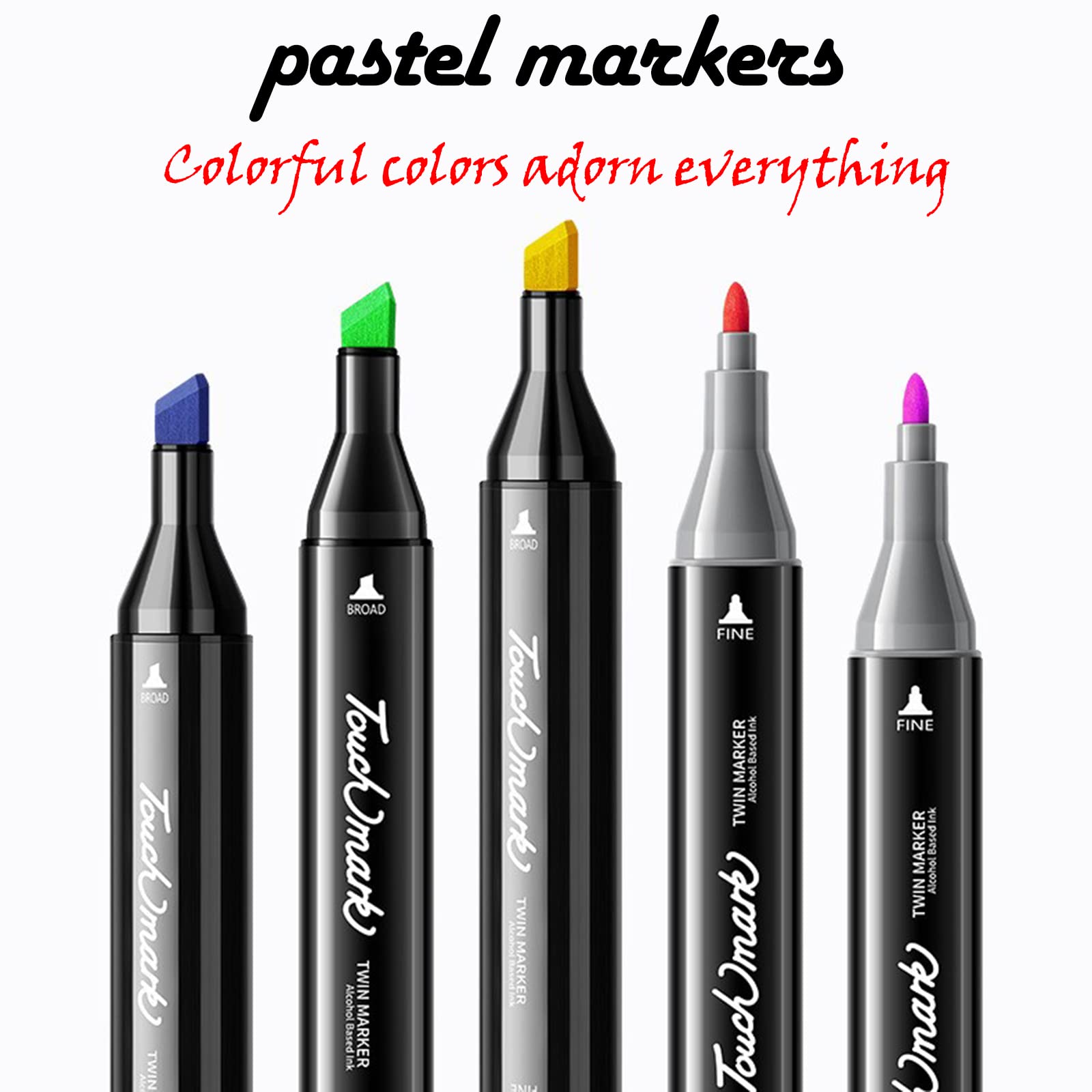 Dual Tip Markers Set Washable Pastel Perfect Colored Art Marker Pencils Kit