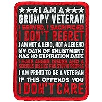 Hot Leathers I Am A Grumpy Veteran Patch PPL9914-3 Width x 4 Height Inches