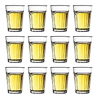 Vikko Small 3.75 Ounce Drinking Glasses | Thick and Durable Construction – Great for Children, Tasting, and Small Portions – Dishwasher Safe – Set of 12 Mini Clear Glass Tumblers – 3.2” x 2.4”