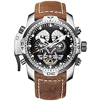 REEF TIGER Mens Sport Watches Complicated Black Dial Steel Case Automatic Watch Military Watches RGA3503