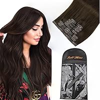 Clip in Hair Extensions Dark Brown Clip in Hair Extensions Real Human Hair 18 Inch Human Hair Clip in Extensions 120Gram 8Pcs+One Long Hair Extension Storage Bag With Hair Extension Hanger