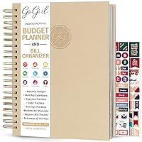 GoGirl Budget Planner & Monthly Bill Organizer – Monthly Financial Book with Pockets. Expense Tracker Notebook Journal, Large (Seashell)