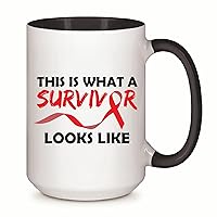 This is what a survivor look like Sickle Cell Anemia Red Ribbon awareness 11oz 15oz Inner Color Accent Mug