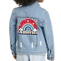 America Rainbow Toddler Denim Jacket - Beautiful Jean Jacket - Themed Denim Jacket for Kids