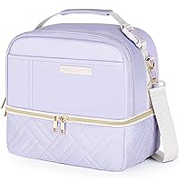 XL Lunch Bag Women Great Teacher Mothers Day Gifts for Women - Large Insulated Lunch Box Tote Cooler - Stylish Vegan Leather 2 Tier Lunch Box for Women Travel Work
