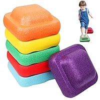 Kids Stepping Stones Balance Sensory Stepping Stones Multicoloured Non-Slip Stackable Stones Balance Beam Game for Build Coordination and Stability 6PCS 10x5in