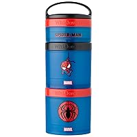 Whiskware Marvel Avenger Stackable Snack Containers for Kids and Toddlers, 3 Stackable Snack Cups for School or Travel, Spider Man
