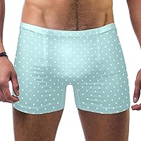 Men's Swimsuit Square Leg White Polka Dots on Blue Background Pattern-01 Swimming Trunks Athletic Swimwear Quick Dry
