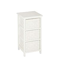Honey-Can-Do Small Storage Cabinet with Wooden Frame & Woven Fabric Drawers, White OFC-09219, 30 lbs