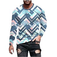Oversized Shirt for Men Plaid Striped Printed Long Sleeves Tops Pullover Round Neck Gradient Streetwear Comfy Blouses
