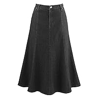 CATALOG CLASSICS Womens Long Denim Skirt Blue Jean Skirts for Women Midi Skirt