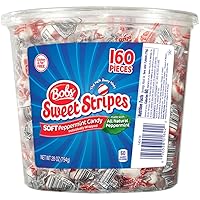Brach's Bobs Sweet Stripes Soft Peppermint Candy, 160 Individually-Wrapped Pieces, 28 Ounce Jar