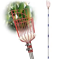 Pomelo Fruit Picker Pole Tool with Basket Telescoping Long Handle, 35-95 Inch Adjustable Orange Apple Picker Pole Tool with Basket for Avocado Acorn Lemon Pear Mango Tree Picker