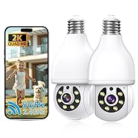 2K Light Bulb Security Camera 5G&2.4G WiFi Security Cameras Wireless Outdoor Indoor,360° Bulb Cameras for Home Security Outside Indoor,Motion Detection and Alarm,Two-Way Talk,Color Night Vision(2 PACK