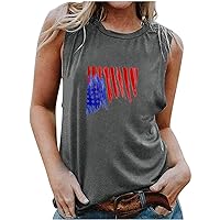 Warehouse Deals Clearance Summer Patriotic Tank Tops for Women Fashion Sleeveless Tshirts Loose Fit Casual USA Flag Star Stripe Tees Blouse