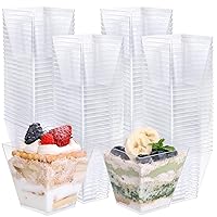supernal 8oz Square Plastic Dessert Cups,Disposable Plastic Cups,Clear Dessert Cups 100pcs,Plastic Parfait Appetizer Cups Perfect for Birthday,Party,Wedding
