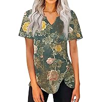 Womens Tshirts Loose Casual Crewneck Short Sleeve Spring Tops Basic Vacation Teeshirt 2024 Summer Trendy Outfits Greens