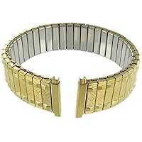 16-22mm Milano Gold Tone Stainless Steel Raised Relief Mens Expansion Band
