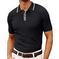 Mens Polo Shirts Short Sleeve Plus Size V Neck Summer Men's T-Shirts Plain Slim Fit Casual Work Tops Basic Tees