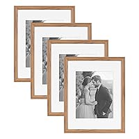 Adlynn Rectangle Picture Frame Set of 4, 11 x 14 matted to 8 x 10, Brown, Transitional Four-Piece Frame Set for Gallery Wall Frame Set in Living Room Wall Decor