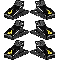 Feeke Rat Trap, Large Mouse Traps, Mouse Traps Indoor for Home, Instant Kill Traps for Mouse Rat Chipmunk, Quick Set Up and Reusable - 6 Pack, Black