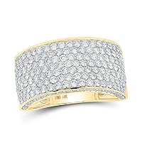 The Diamond Deal 14kt Yellow Gold Mens Round Diamond Pave Band Ring 3-1/5 Cttw
