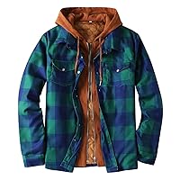 Men's Flannel Shirts Button Down Plaid Shirt Jacket Winter Lapel Long Sleeve Shirt Patchwork Jacket Thickened ​Coat