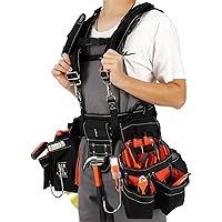VEVOR 34 Pockets Professional Tool Belt Suspenders, 29-54” Adjustable, 1250D Nylon Heavy Duty Tool Belts Pouches, Construction Tool Belt for Carpenters, Electricians, Gardening, Framers etc.