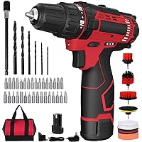 Cordless Drill Driver Kit 12V Power Drill Set 50PCS Electric Drill Brushes Set 18+1 Clutch Screw Driver with LED 2-Speed 280In-lb Torque 3/8-inch Keyless Chuck for Drilling Wood/Metal/Bricks