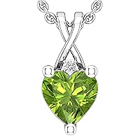 Dazzlingrock Collection 7x7 mm Heart Shape Gemstone & 0.01 Carat (ctw) Round White Diamond Twisted Bale Pendant for Her with 18 Inch Silver Chain | Available in 10K/14K/18K Gold & 925 Sterling Silver