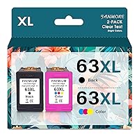 63 XL High Yield Ink Cartridge Combo Pack Replacement for HP 63 Ink; for HP Envy 4520 4512 4516； Officejet 3830 4650 4655 5200 5255 5252 5222；Deskjet 1112 2130 2132 3630 Printer (Black and Tri-Color)
