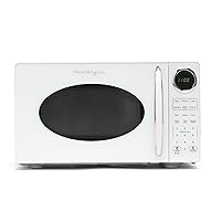 Nostalgia Modern Retro Countertop Microwave Oven - 900-Watt - 0.9 cu ft - 12 Pre-Programmed Cooking Settings - Digital Clock - Kitchen Appliances - White