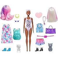 Barbie® Color Reveal™ Doll Set with 25 Surprises Including 2 Pets & Day-to-Night Transformation: 15 Mystery Bags Contain Doll Clothes & Accessories for 2 Looks; Water Reveals Look of Metallic Doll