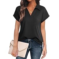 Vivilli Women's Tops and Blouses Short Sleeve Business Casual Collared Tunic Shirt