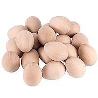 40 PCS 2.4 x 1.8 Inch Wooden Easter Eggs to Paint, Quality Unfinished Wooden Easter Eggs, Unpainted Wooden Eggs Fake Wood Craft Eggs for Decorating and Easter Egg Ornaments