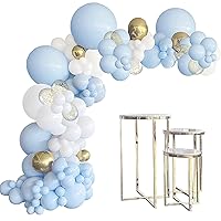 Blue and White Gold Balloons,Blue White Gold Balloon Garland Arch Kit Metallic Chrome God Ballons with Macaroon Blue White Latex Balloons for Wedding Bridal Shower Party Baby Shower Decoration