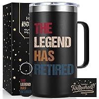 Retirement Gift for Woman, Retirement Gifts for Men, Cool Retirement Gifts - The Legend Has Retired 20oz Insulated Coffee Mug, Christmas Birthday Gifts for Dad Mom Coworkers Friends