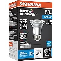 Sylvania LED TruWave Natural Series PAR16 Light Bulb, 50W Equivalent Efficient 6W, Medium Base, Dimmable, 450 Lumens, 5000K, White, 1 Count (Pack of 1)