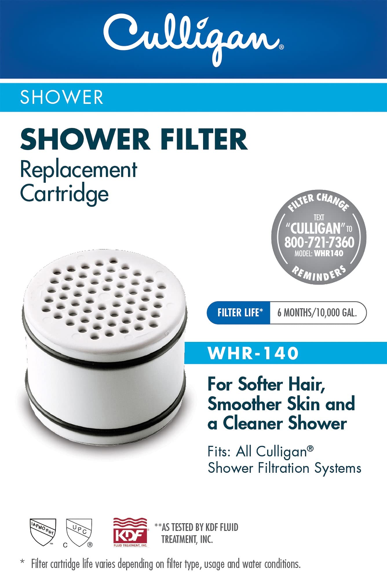 Culligan WHR-140 WTR FiltrationCartridge Shower Filter Replacement Cartridge, 1 Count (Pack of 1), White