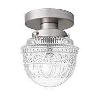 DSMJFU Brushed Nickel Semi Flush Mount Ceiling Light, Small Blowing Clear Glass Shade Ceiling Light Fixtures for Bedroom Closet Bathroom Hallway Kitchen