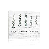 Grow Positive Thoughts Wall Art: Positive Quotes Inspirational Wall Sign for Office Women Kids Motivational Boho Eucalyptus Home Office Decor 12x15